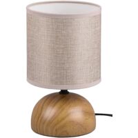 Luci Table Lamp Wooden Look Ceramic Base Beige Fabric Shade E14 40W