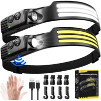 Ultra 3000 Lumens LED Headlamp Rechargeable Motion Sensor Waterproof 5 Modes for Fishing Camping