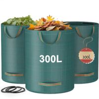 Garden Waste Sacks 300L Heavy Duty Reusable Foldable Recycling Bags w/ Handles for Leaves Garbage