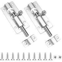 Stainless Steel Door Bolt 2pcs Weatherproof Sliding Lock w/ Screws For Home Barn Fence Shed Basement