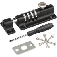 4 Digit Combination Lock Latch Waterproof Keyless Sliding Bolt Lock w/Screws for Cabinet Garage Shed