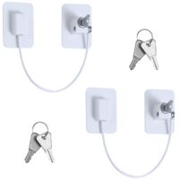 2 Pack Window Security Locks 4 Keys Strong Adhesive Fridge Cupboard Drawer Washer Lock