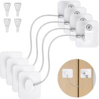 4X Security Window Padlocks 4 Keys Strong Adhesive No Drilling for Door Fridge Cabinet Drawer Washer
