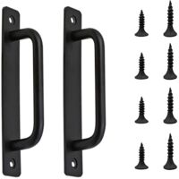 2 Aluminum Alloy Fixed Door Handles Sliding Heavy Duty for Cabinets Barn Doors Wooden with 4 Screws