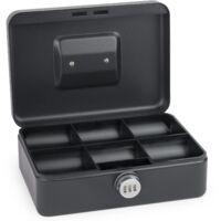 Reinforced Combination Lock Box Heavy Duty Steel 6 Compartments Carrying Handle