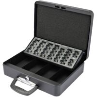 Lockable Cash Box with Counting Table Suitcase Handle Euro Coin Bill Compartments