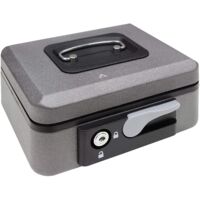 Steel Cash Box with Key Lock Push Button Removable Tray Portable Safe