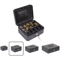 Steel Cash Box with Key Tray Portable Safe for Money Storage Transport