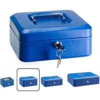 Steel Cash Box with Key Lock Portable Safe for Money Coins Notes