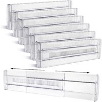 6 Pack Adjustable Drawer Dividers Expandable Plastic Organizer for Kitchen Bedroom Office