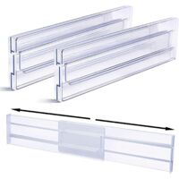 Set Of 2 Adjustable Drawer Organizers Clear Plastic For Underwear Socks Cosmetics Accessories