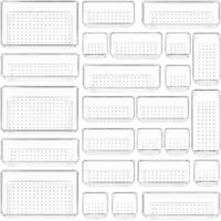 Drawer Organiser 25 Pieces 4 Sizes Plastic Storage Boxes for Stationery Jewellery Cosmetics