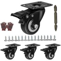4pcs Heavy Load Swivel Caster Wheels 280kg Capacity Double Brake Rubber for Furniture Industrial Use