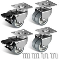 50mm Heavy Load Furniture Casters 400kg Capacity 2 Brake 2 Non Brake 360 Swivel TPR
