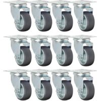 12 Heavy Duty Swivel Castors 50mm Load 50kg Polypropylene Rubber Furniture Casters