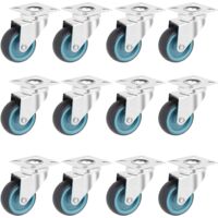12 X 50mm Swivel Castors 50kg Load Furniture Heavy Loads TPR Rubber 360° Maneuver