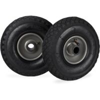 Set Of 2 Heavy Duty Wheelbarrow Rubber Wheels 100kg Load 25mm Axle