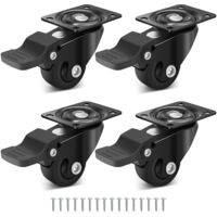 25mm TPR Swivel Furniture Casters 4 Brakes Silent 45kg Load Heavy Duty
