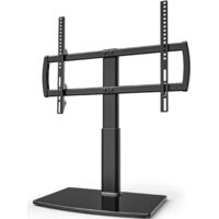 Universal TV Stand w/ Adjustable Height Tempered Glass Base for 32-70in TVs Heavy Duty 99lbs