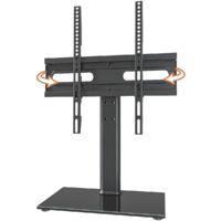 Universal Swivel TV Stand 27-60in Adjustable Height Tempered Glass Base Wire Management VESA