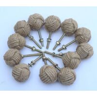 Set Of 12 Nautical Jute Rope Door Knobs Handmade Soft Twine Brushed Nickel Screws