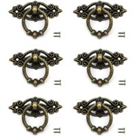6 Bronze Drawer Knobs with Screws Retro Cabinet Dresser Furniture