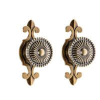 Set Of 2 Vintage Brass Door Knobs Antique Retro Round Cabinet Drawer Handles Dresser Wardrobe