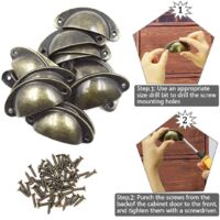 12pcs Retro Shell Cabinet Handles with 24 Screws for Cupboards Dressers Drawers
