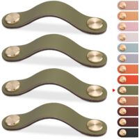 4 X Faux Leather Cabinet Drawer Handles Vintage Furniture Handles