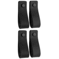 Leather Furniture Handles 4pcs Black Industrial Style Soft Safe for Cabinets Dressers