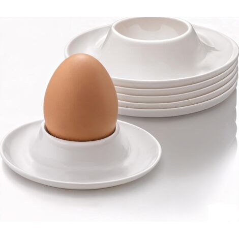 Lot de 6 coquetiers en plastique incassables, coquetiers blancs, coquetiers de qualité alimentaire, ustensiles de cuisine, articles de camping et cadeaux (1/5)