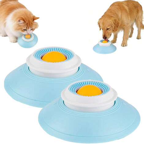 Lot de 2 Gamelle à lécher pour chiens et chats, jouet à lécher, balle à lécher, gamelle antidérapante, distributeur de croquettes anti-anxiété, convient à tous les chiens et chats, jaune