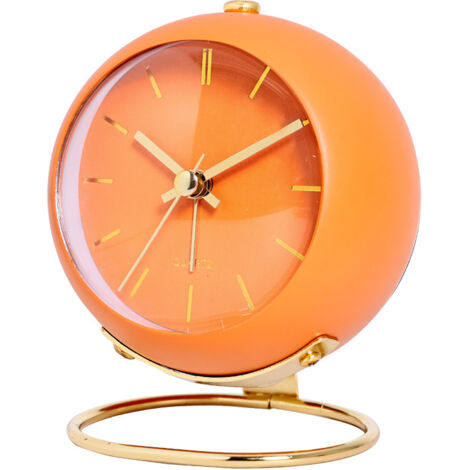 RéVeil Analogique De Bureau Silencieux, Petite Horloge De Bureau, Pointeur Lumineux Silencieux, Adapté Au Salon Chambre à Coucher Chambre De Chevet (Orange)