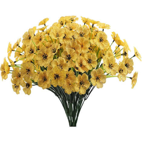 10 Fleurs artificielles, plantes réalistes, fleurs artificielles aux couleurs résistantes pour fenêtres, patios, vérandas, jardins et décorations extérieures