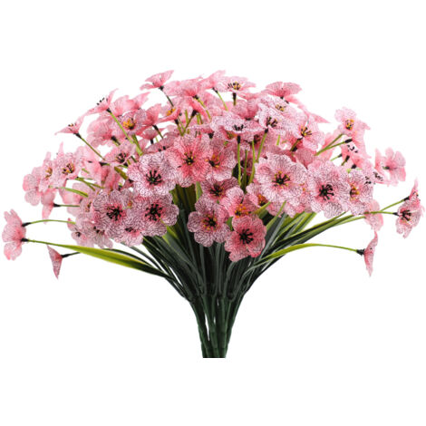 10 Fleurs artificielles, plantes réalistes, fleurs artificielles aux couleurs résistantes pour fenêtres, patios, vérandas, jardins et décorations extérieures