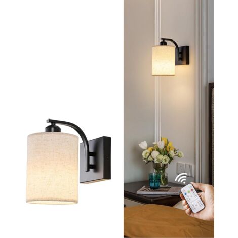 1 pièce, applique murale noire alimentée par batterie rechargeable, avec télécommande sans fil dimmable applique murale à LED alimentée par batterie, lampes murales de salon de chambre à coucher (noir (1/5)