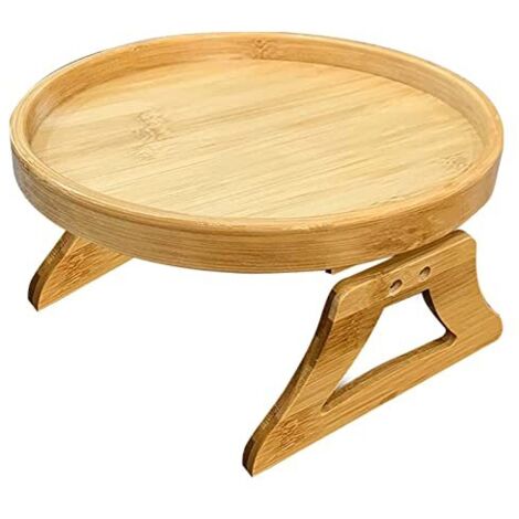1 pièce, table de plateau d'accoudoir en bois, plateau clipsable d'accoudoir, table de plateau d'accoudoir de canapé, table d'appoint, table de clip d'accoudoir de canapé (1/4)