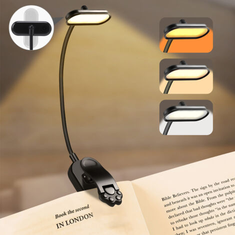 USB Rechargeable Book Light 3 Colour Temperatures Rotatable Dimmer Square Design 360° Flexible Neck Magnetic Clip for Attaching to Books or Small Objects (1/5)