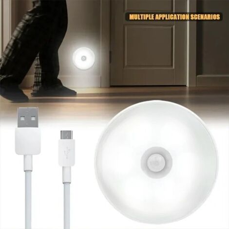 2pcs USB Rechargeable Motion Sensor Light, 6000K LED Smart Sensor Night Light, Easily Installed in Cupboards, Staircases, Corridors, Bedrooms, Bathrooms or Any Other Location, Suitable for Night-time 