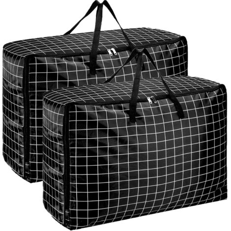 Lot de 2 sacs de rangement grande capacité - Boîte de rangement 105 L avec fermeture à glissière, adaptée au rangement de vêtements et de couvertures (70 x 50 x 30 cm) (1/5)