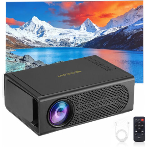 Mini projecteur HD 1080P avec télécommande, home cinéma portable, compatible avec HDMI/USB/ordinateur portable/iPhone/Android, noir