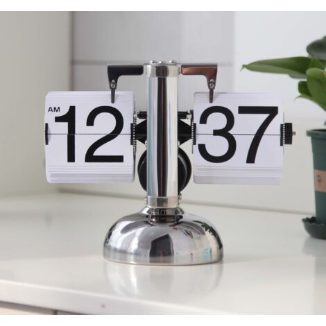 Horloge de tournage de page automatique rétro à petite balance, horloge de bureau numérique mécanique à rotation de page, entraînement par engrenage intégré, adapté à la décoration de bureau à domicil (1/5)