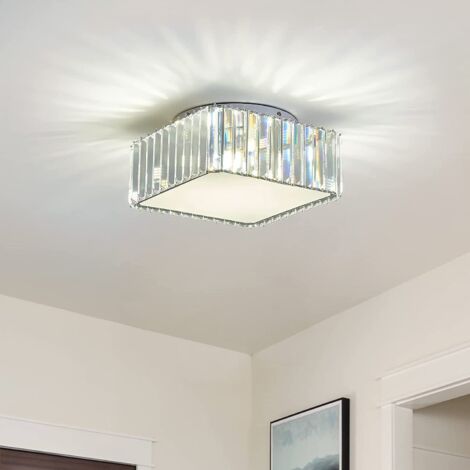 Plafonnier LED en cristal, sans source de lumière, adapté au plafonnier en cristal dans les couloirs, les chambres et les salles de bains, support de lampe G9 (carré) (1/4)