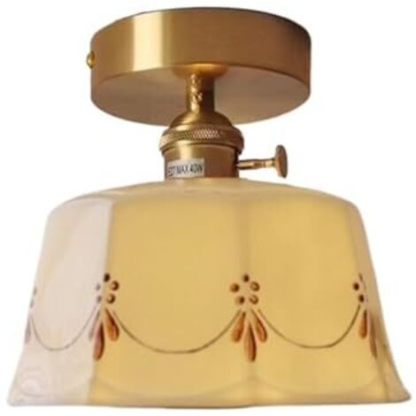 Plafonnier rétro, plafonnier en céramique émaillée peinte à la main, lampes LED E27 avec source de lumière, adaptées aux restaurants, entrées, couloirs et décoration de style campagnard (8 watts, lumi (1/5)