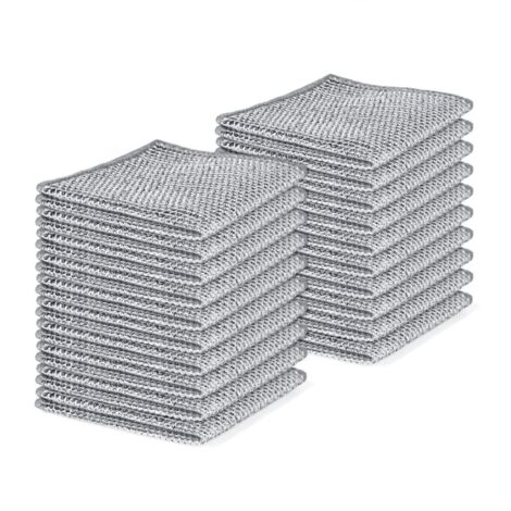 Lot de 20 chiffons de nettoyage en fil d’acier simple couche 20×20cm, chiffons à vaisselle en fil argenté, double face épais, anti-graisse, pour cuisine (1/5)