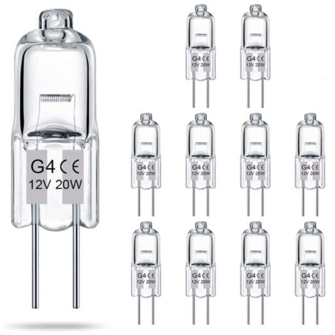 Lot de 10 ampoules halogènes basse tension G4 transparentes 12V 20W, à deux broches, ampoules pour lustres en cristal, ampoules réglables pour diffuseurs de parfum et lustres
