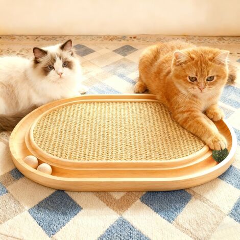 Houten kat krabplank speelgoed, sisal kat krabplank speelgoed, met bal spoor, kat interactieve kat speelgoed, geschikt voor indoor kat krabplank (1/5)