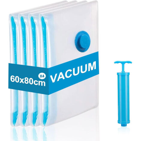 4 sacs sous vide 60x80cm, économiseur d’espace, voyage bagages, literie et vêtements (1/5)