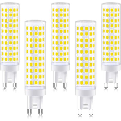 Lot de 5 ampoules LED G9, lumière naturelle 4000K, 12W (équivalent 100W), 1100LM, ampoule céramique, économie d'énergie, sans scintillement, non dimmable (1/5)