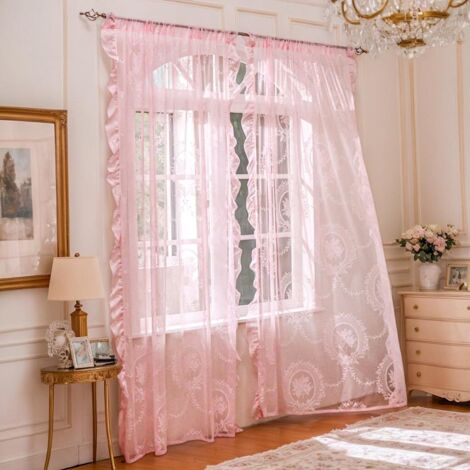 Rideaux en dentelle pour salon, voilages bohèmes à motifs floraux, style vintage, 140 x 260 cm, 2 panneaux (1/5)